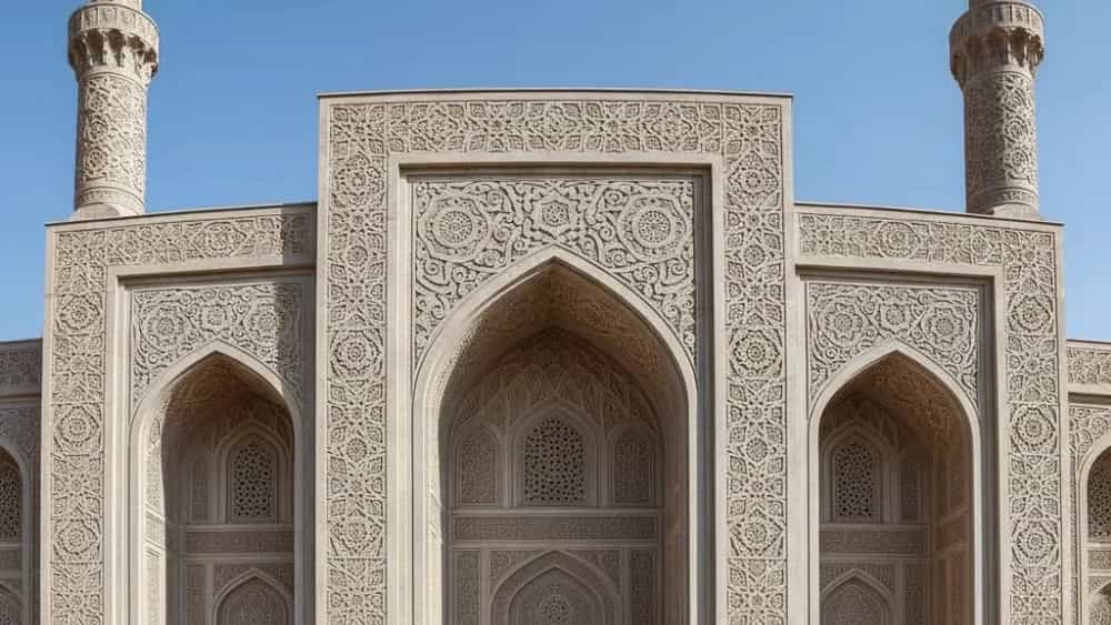 اجرای تخصصی نمای سیمانی مسجد در فارس